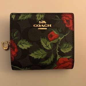 Coach Black and Red Floral Wallet